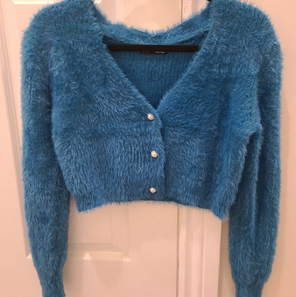 Shein fuzzy cropped cardigan